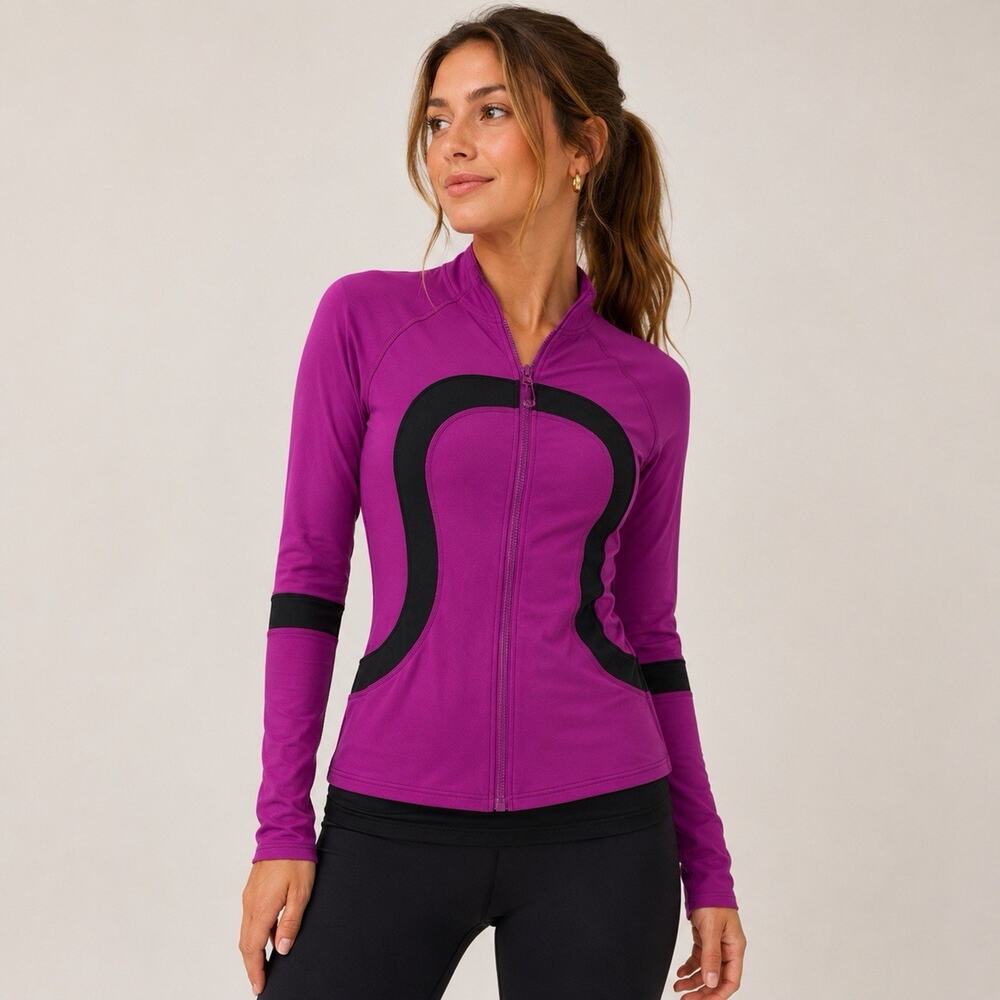Lululemon Find Your Bliss Reversible Zip Jacket Size 6 Magenta Black Athleisure
